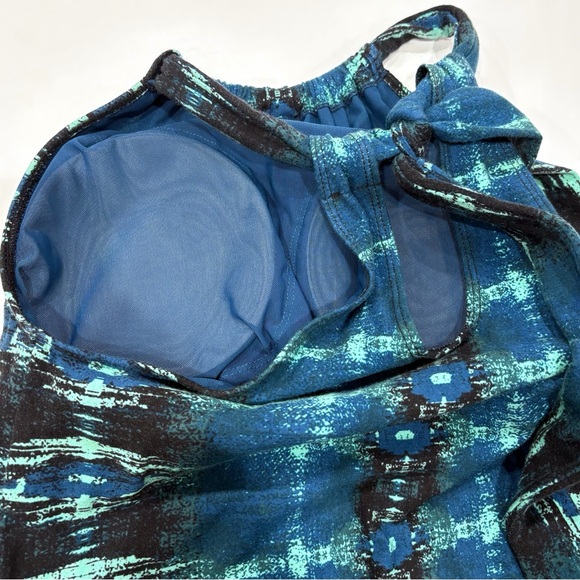 Athleta Women Maxi Dress S Blue Tie Dye Stretch Halter Athleisure Vacation - Picture 3 of 9